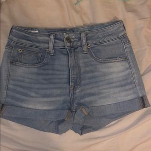 Light wash denim shorts
